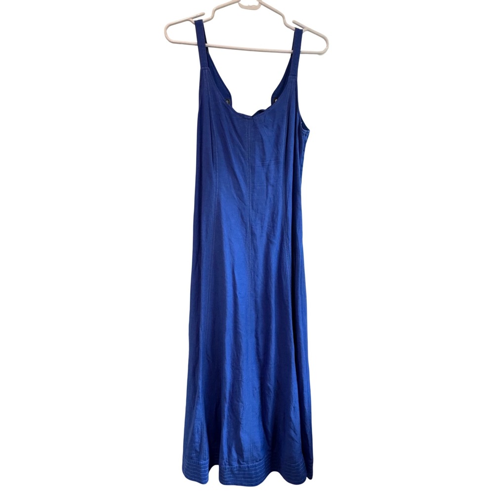 Maeve Anthropologie Elseby Blue Linen Blend Lace Up Back Dress Womens XS Blue